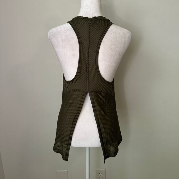 Lululemon army green sheer striped tank top - Picture 4 of 11